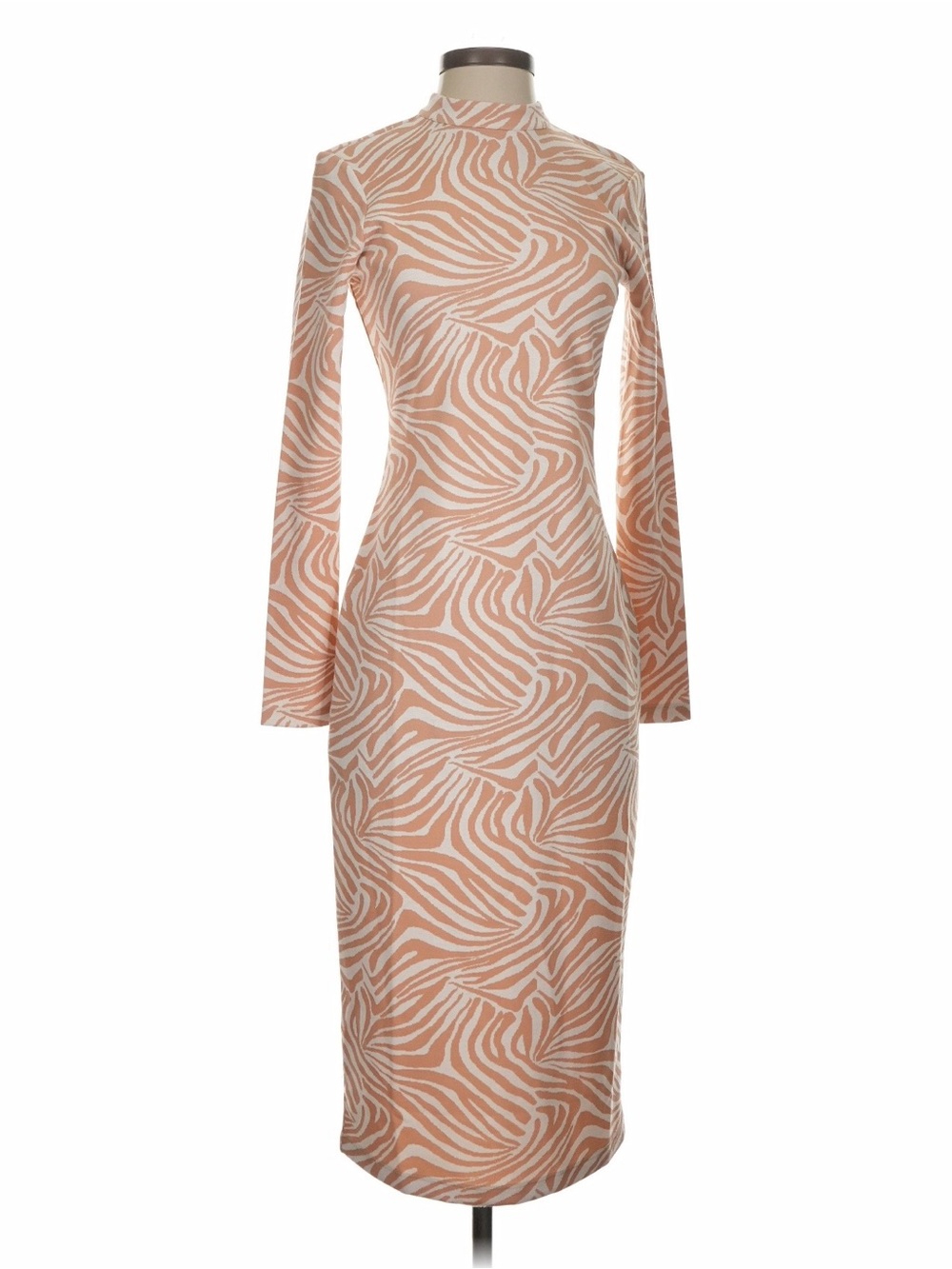Ted Baker London Blush and Cream Zebra-Print Long Sleeve Midi Dress